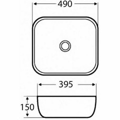 Раковина Azario 490х395х150 накладная, белый глянец (AZ-2143)