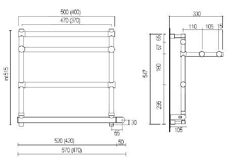 Полотенцесушитель Margaroli Sole 554-3 с полкой BOX