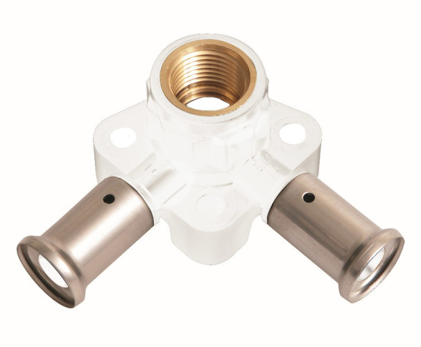 Водорозетка угловая ВР, ПВДФ пресс (белая), 16x1/2"x16 (40 мм), HENCO