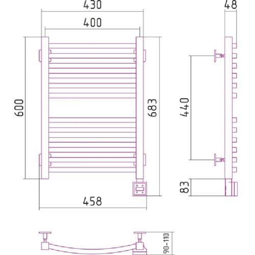 Электрический полотенцесушитель Сунержа Аркус 600x400