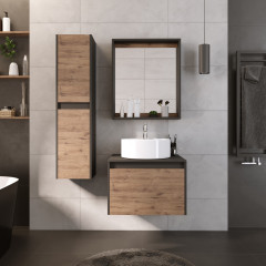 Зеркало СМАРТ-60 см графит с полкой