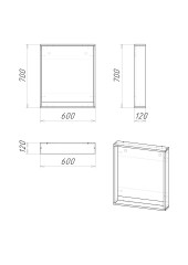 Зеркало СМАРТ-60 см графит с полкой