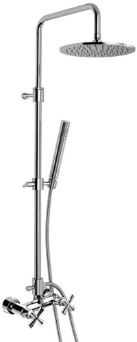 Emmevi Spirit New, душевая колонна из латуни, регулируемая по высоте 82-129,5 см: со смесителем и круглым антикальковым верхним душем 25 см, цвет брон