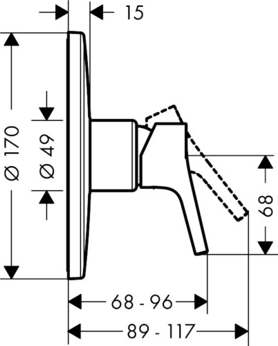72607000 Talis S Смеситель для душа Highflow, однорычажный, СМ
