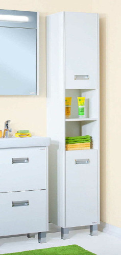 Шкаф пенал Бриклаер Палермо 34 4627125413056 с бельевой корзиной Белый