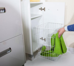 Шкаф пенал Бриклаер Палермо 34 4627125413056 с бельевой корзиной Белый