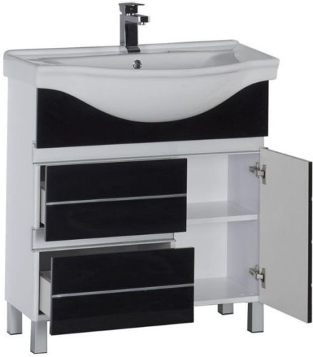 Тумба с раковиной Aquanet Доминика 80 черный