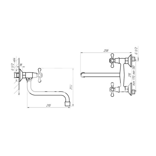 Настенный смеситель для кухни Сантаком stOMEGA 4608, хром