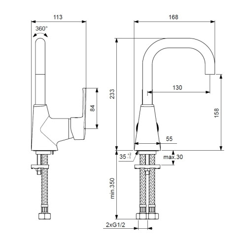 Смеситель для раковины Vidima UNO Керамический картридж (BA235AA)