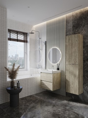 Тумба под раковину Roca Ona 600 подвесная, 2 ящика, светлый дуб (A857613512)