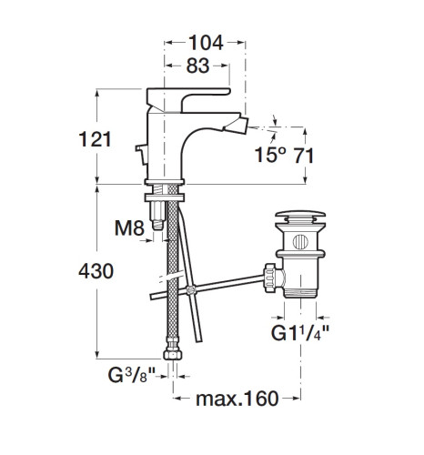 L20 Смеситель-моноблок для биде с донным клапаном