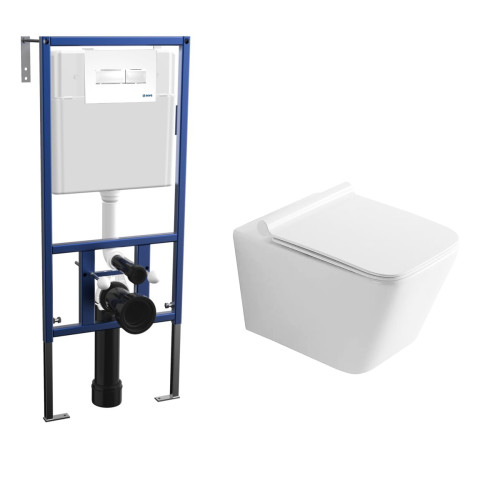 Комплект унитаза Bauedge NS0001-PRO с инсталляцией Nova NV4501 и кнопкой Nova NV7320