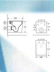 Комплект унитаза Bauedge NS0001-PRO с инсталляцией Nova NV4501 и кнопкой Nova NV7320