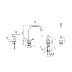Смеситель на борт ванны Migliore Kvant Gold 25392