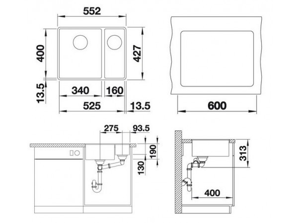 Кухонная мойка Blanco Subline 340/160-F