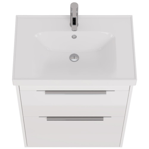 Тумба PRIME, 70 см, подвесная/напольная, 2 ящика, белый глянец