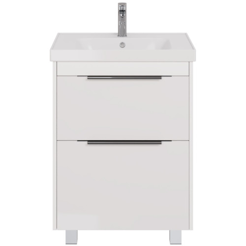 Тумба PRIME, 70 см, подвесная/напольная, 2 ящика, белый глянец