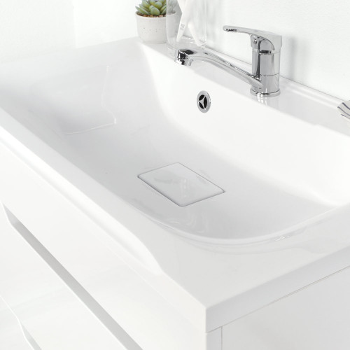 Комплект тумба подвесная Итана Александра 75 (742х44х*551) с раковиной Milen 75, белый глянец (743253)