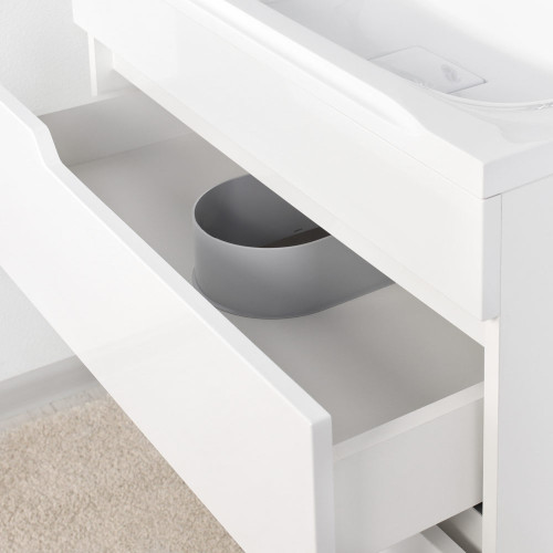 Комплект тумба подвесная Итана Александра 75 (742х44х*551) с раковиной Milen 75, белый глянец (743253)