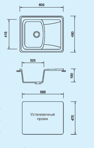Мойка М-17К прямоугольная (605х490мм) (Белый)