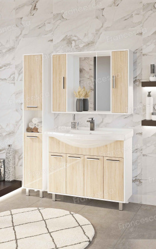 Шкаф-зеркало Francesca Eco 100 дуб/белый