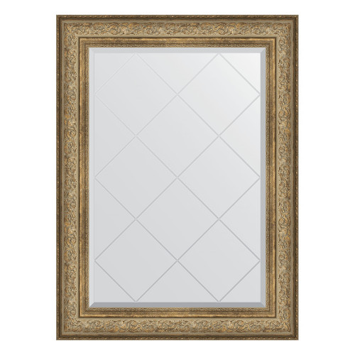 Зеркало настенное с гравировкой EVOFORM в багетной раме виньетка античная бронза, 80х108 см, BY 4210