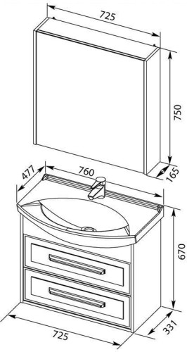 Мебель для ванной Aquanet Остин 75 дуб кантербери/белый