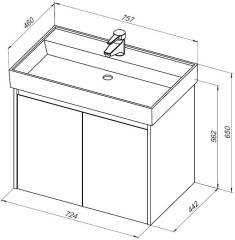Тумба с раковиной Aquanet Nova Lite 75 белый глянец (2 дверцы)
