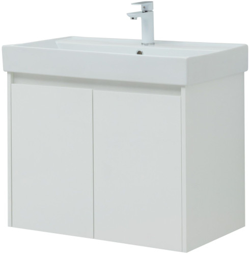 Тумба с раковиной Aquanet Nova Lite 75 белый глянец (2 дверцы)