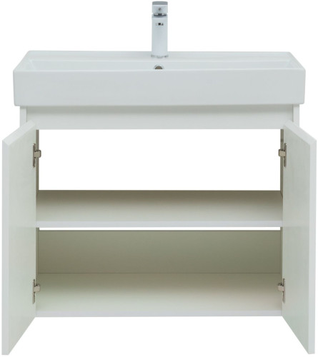 Тумба с раковиной Aquanet Nova Lite 75 белый глянец (2 дверцы)