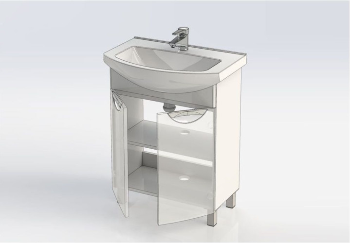 Тумба с раковиной Aquanet Парма 65 белый (2 дверцы)