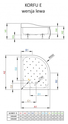 Акриловый поддон для душа Radaway Korfu E 90x120x49