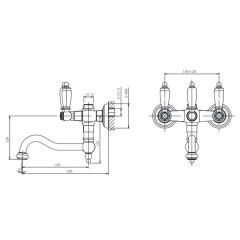 ADRIA-Classik Смеситель для ванной со штуцером 3/4&quot;, поворотный излив (хром) Caprigo 03-518-crm