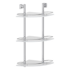Полка угловая 3-х ярусная 28 cm (матовое стекло; хром) (FBS) ESP 073