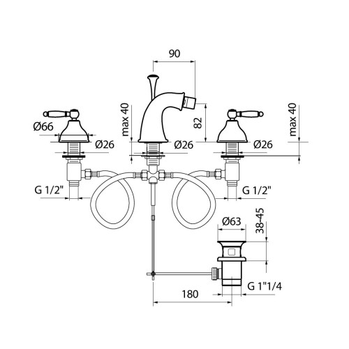 Смеситель для биде Webert Dorian DO710202015, хром