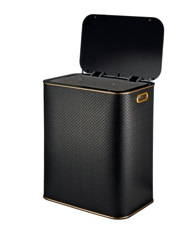 Корзина для белья  PBLG-BG-9 PUNTO черная, кант золото, глубокая