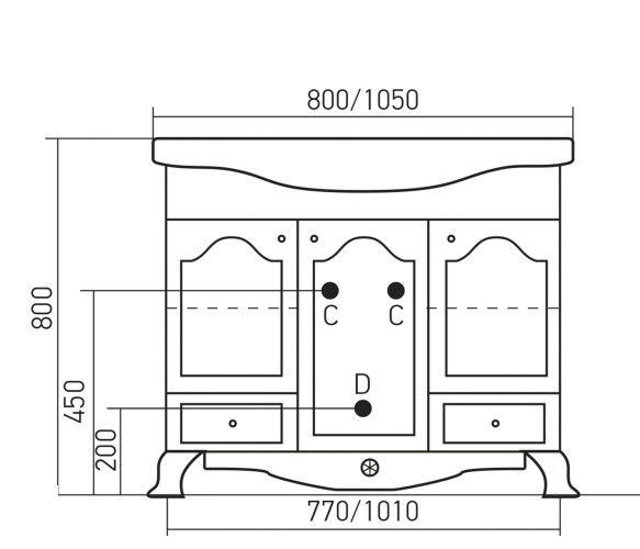Тумба под раковину Классик-105 MIXLINE Прованс-105 белый ясень (539598)
