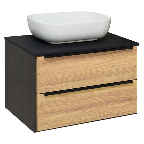 Тумба RUNO Мальта 70, подвесная, дуб/черный