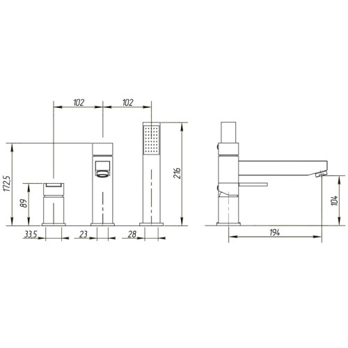 Смеситель на борт ванны Migliore Kvant ML.KVT-2755.CR