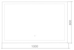 Зеркало AZARIO Сантана-4 1000х800 c подсветкой и диммером, сенсорный выключатель, часы (LED-00002295)
