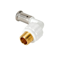 Угольник 90° НР, ПВДФ пресс (белый), 20x1/2", HENCO