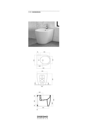 Disegno ceramica Skip, напольное биде, 51x37хh41 см, цвет жемчужно-серый