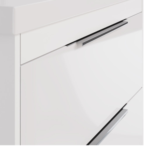 Тумба PRIME, 90 см, подвесная/напольная, 2 ящика, белый глянец