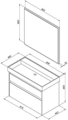 Мебель для ванной Aquanet Nova Lite 90 дуб рошелье (2 ящика)