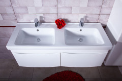 Тумба под раковину Бриклаер Вега 125 4627125414084 подвесная Белый глянец