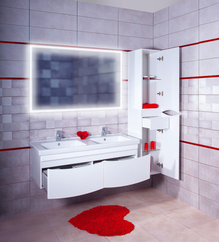 Тумба под раковину Бриклаер Вега 125 4627125414084 подвесная Белый глянец