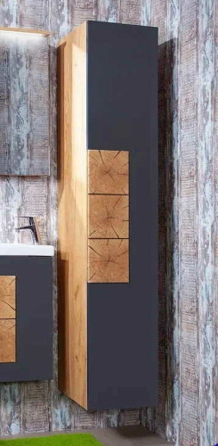 Шкаф пенал Бриклаер Форест 35 4627125414671 подвесной Дуб золотой Антрацит