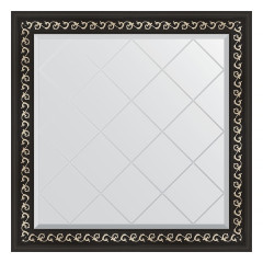 Зеркало настенное с гравировкой EVOFORM в багетной раме чёрный ардеко, 85х85 см, BY 4311