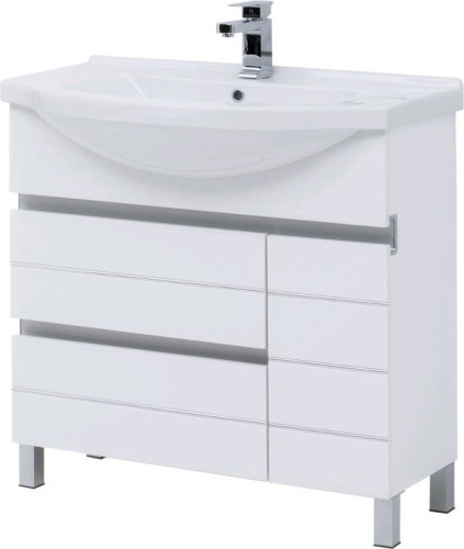 Тумба с раковиной Aquanet Доминика 90 L белый (раковина Эльбрус)