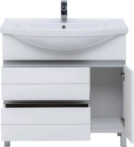Тумба с раковиной Aquanet Доминика 90 L белый (раковина Эльбрус)